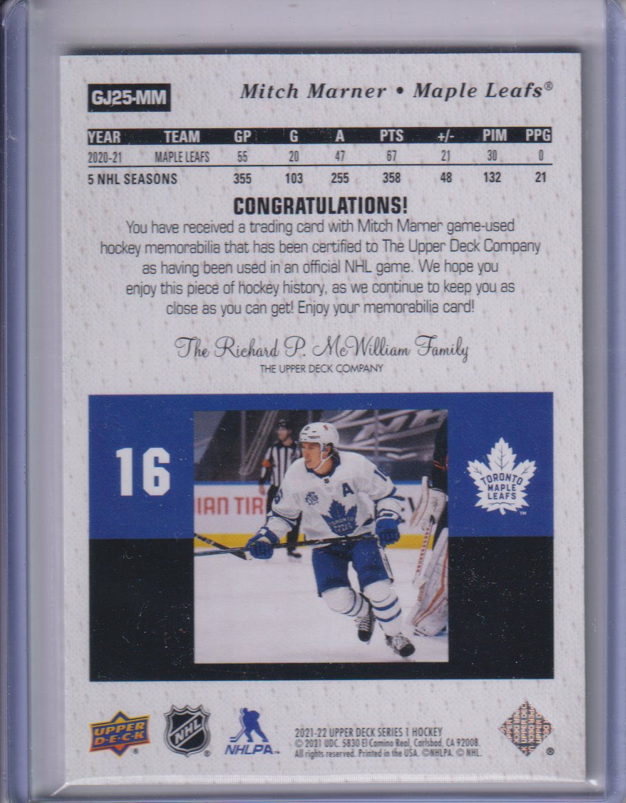 2021-22 Upper Deck 25th Anniversary UD Game Jerseys #GJ25MM Mitch Marner