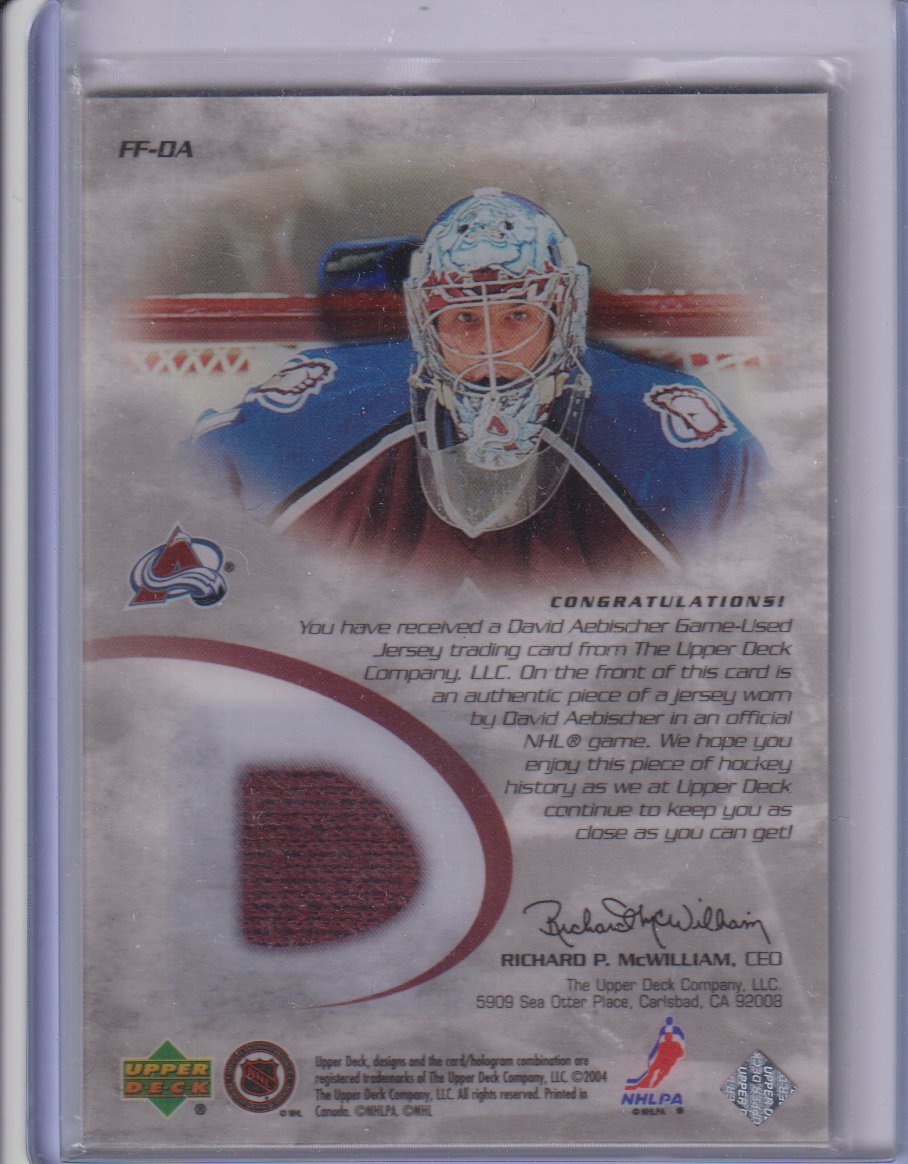 2003-04 Upper Deck Ice Frozen Fabrics #FFDA David Aebischer