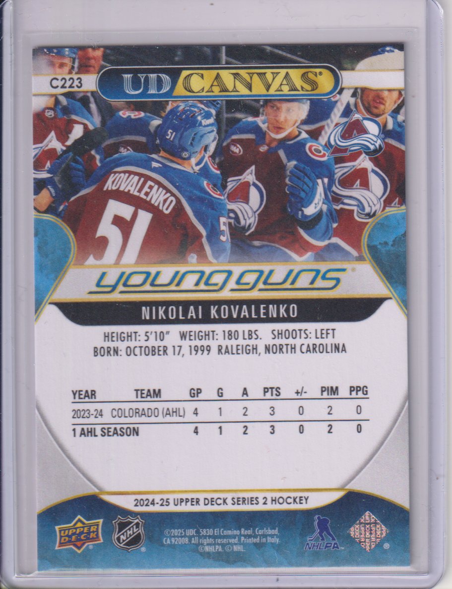 2024-25 Upper Deck Young Guns Canvas #C223 Nikolai Kovalenko