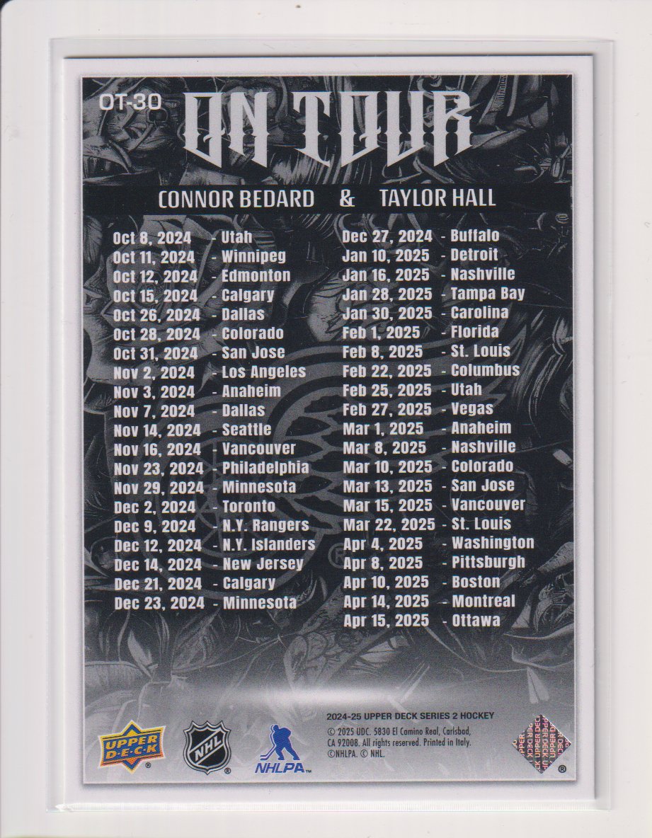 2024-25 Upper Deck On Tour #OT30 Connor Bedard/Taylor Hall
