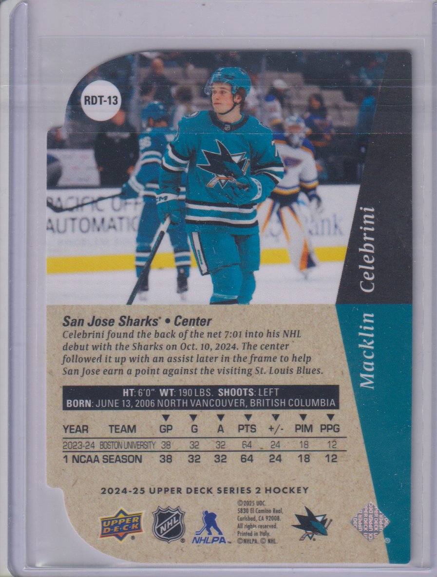2024-25 Upper Deck '94-95 Rookie Die Cuts #RDT13 Macklin Celebrini