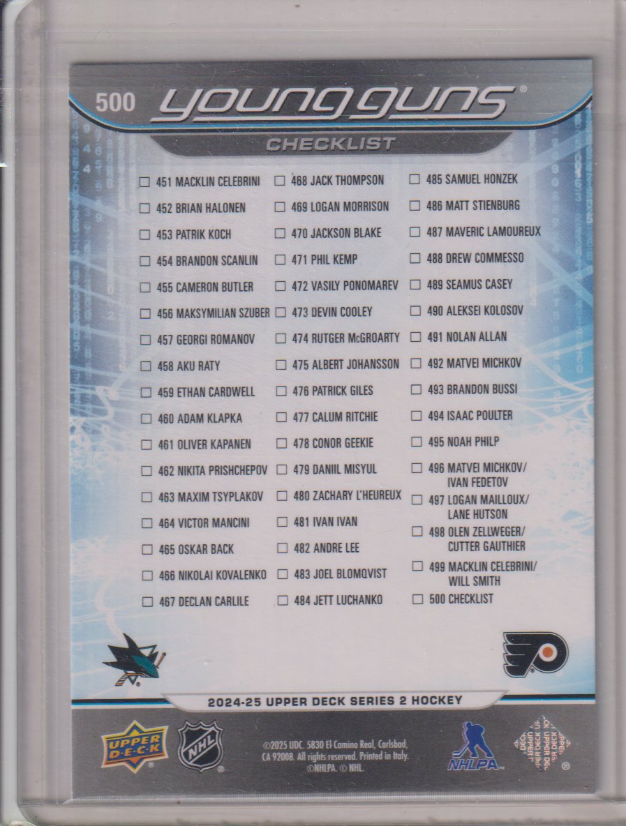 2024-25 Upper Deck #500 Macklin Celebrini/Matvei Michkov YG CL
