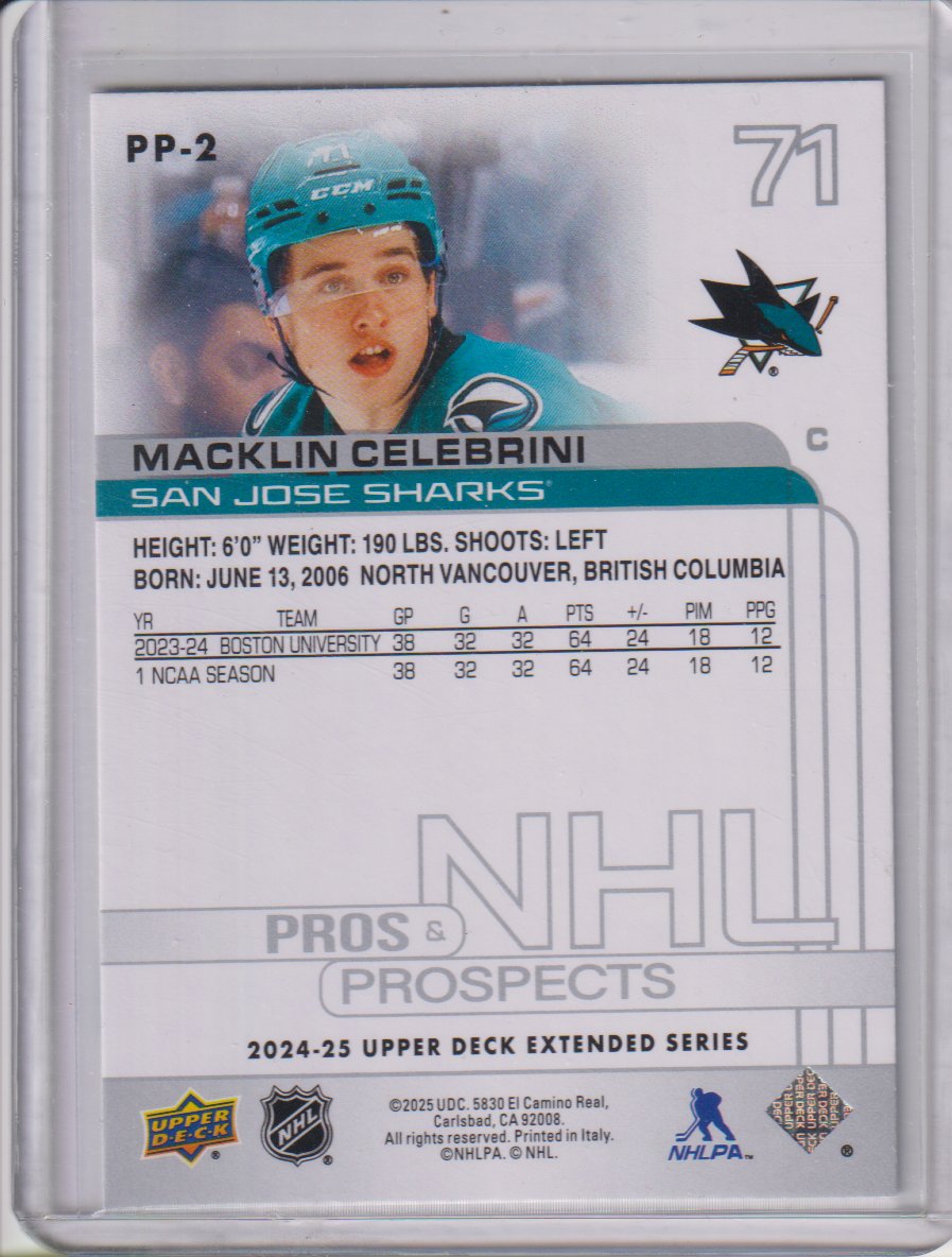 2024-25 Upper Deck Pros & Prospects #PP2 Macklin Celebrini