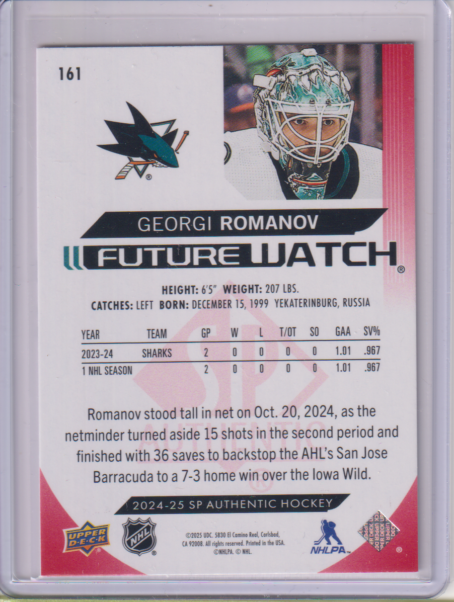 2024-25 SP Authentic Limited Red #161 Georgi Romanov FW