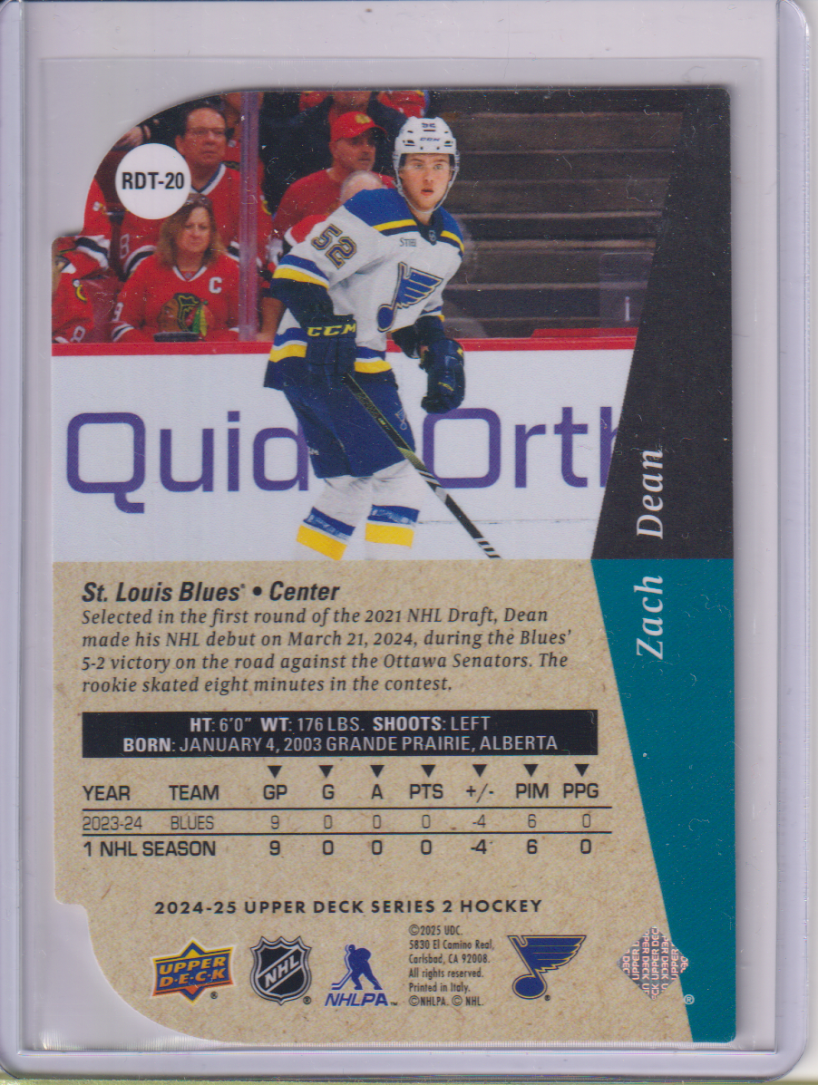 2024-25 Upper Deck '94-95 Rookie Die Cuts #RDT20 Zach Dean