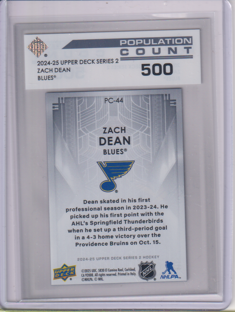 2024-25 Upper Deck Population Count 500 #PC44 Zach Dean
