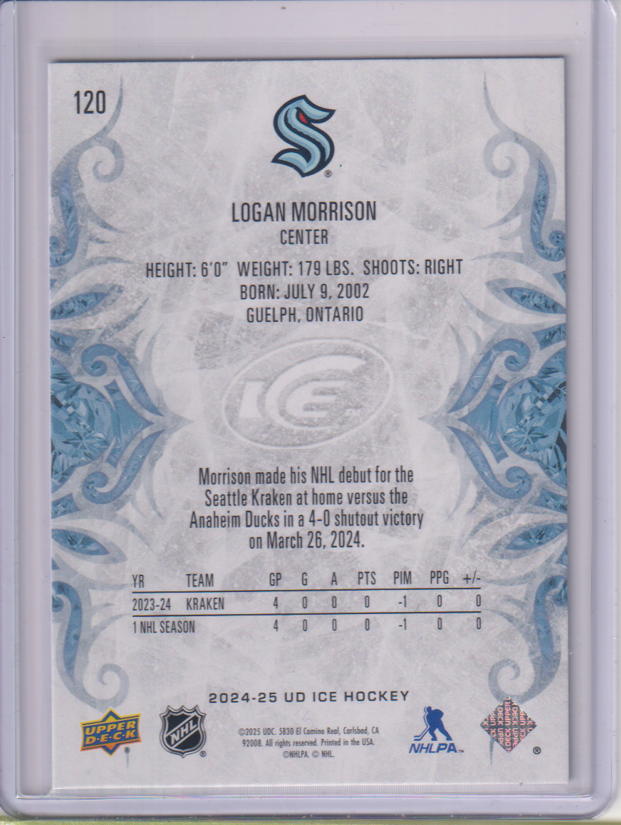 2024-25 Upper Deck Ice #120 Logan Morrison RC