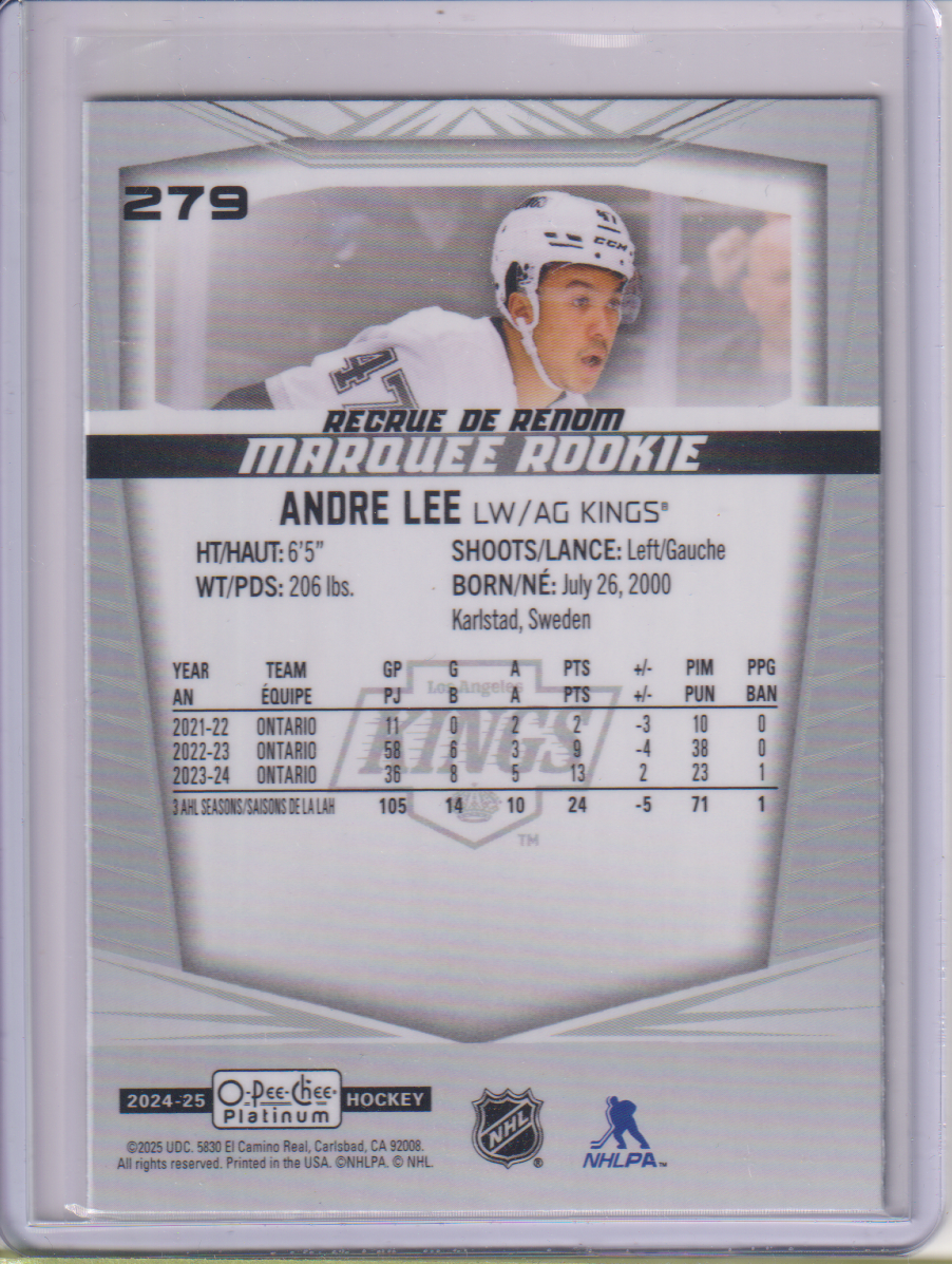 2024-25 O-Pee-Chee Platinum #279 Andre Lee RC